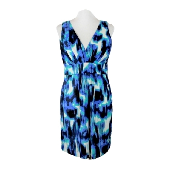 Michael Kors Blue Watercolor Silk Sheath Dress - Picture 1 of 9